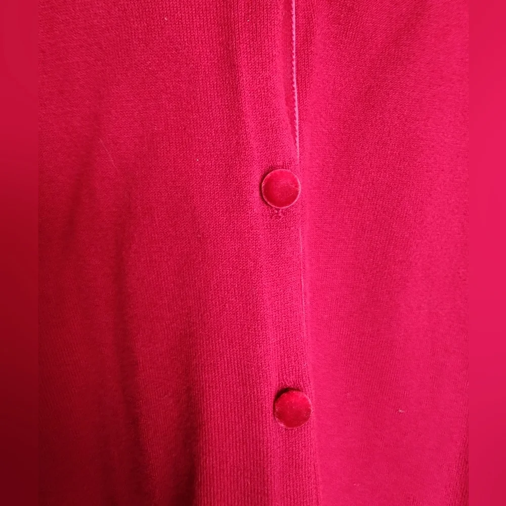 J.JILL Red Knit Button Front Cardigan Sweater Cotton Blend 6 Velvet Buttons LG - Picture 3 of 7